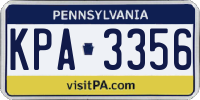 PA license plate KPA3356