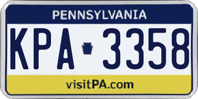 PA license plate KPA3358