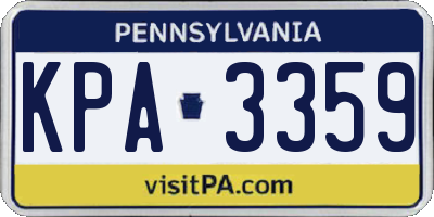 PA license plate KPA3359