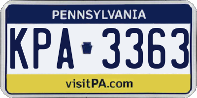 PA license plate KPA3363