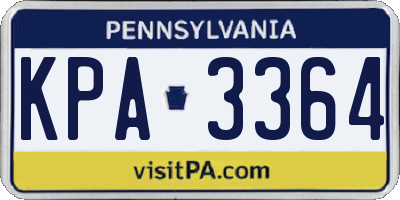 PA license plate KPA3364
