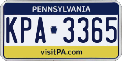 PA license plate KPA3365