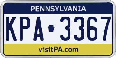 PA license plate KPA3367