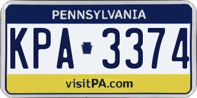 PA license plate KPA3374