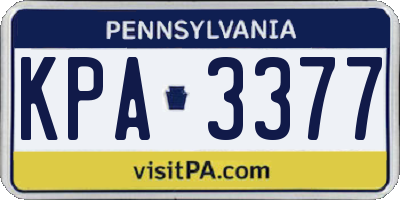 PA license plate KPA3377