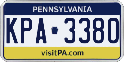 PA license plate KPA3380