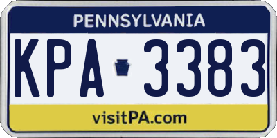 PA license plate KPA3383