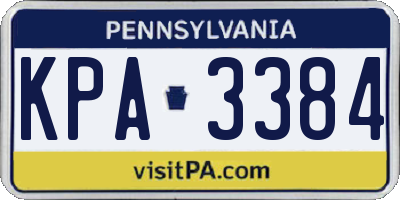 PA license plate KPA3384