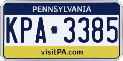 PA license plate KPA3385