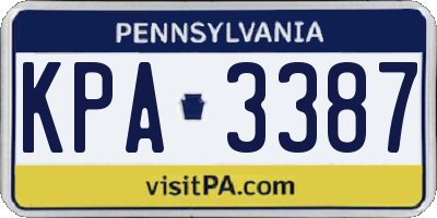 PA license plate KPA3387