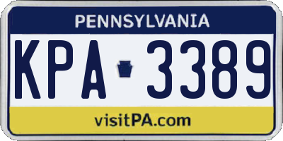 PA license plate KPA3389