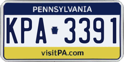 PA license plate KPA3391