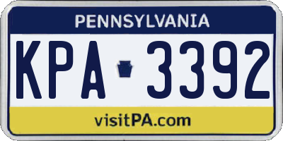 PA license plate KPA3392