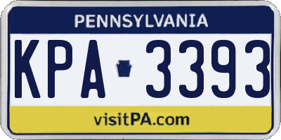 PA license plate KPA3393