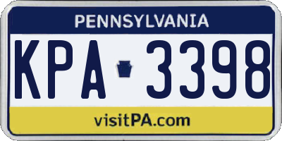 PA license plate KPA3398