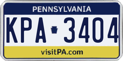 PA license plate KPA3404