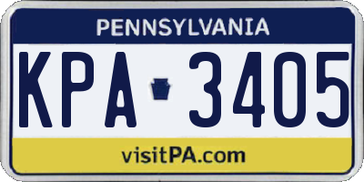 PA license plate KPA3405