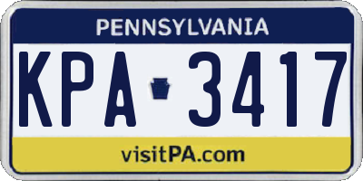 PA license plate KPA3417