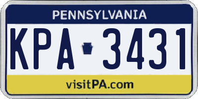 PA license plate KPA3431