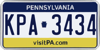 PA license plate KPA3434