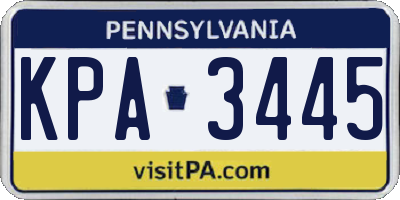 PA license plate KPA3445