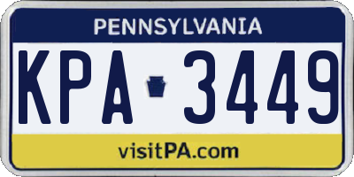 PA license plate KPA3449