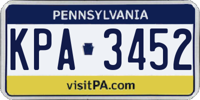 PA license plate KPA3452