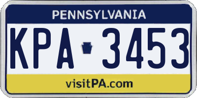 PA license plate KPA3453