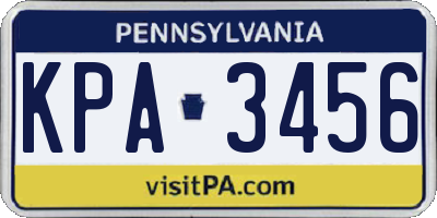 PA license plate KPA3456