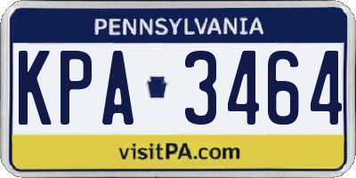 PA license plate KPA3464