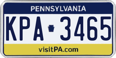 PA license plate KPA3465