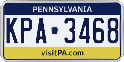 PA license plate KPA3468
