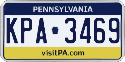 PA license plate KPA3469