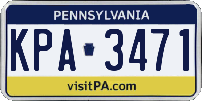PA license plate KPA3471