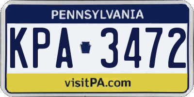 PA license plate KPA3472