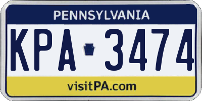 PA license plate KPA3474