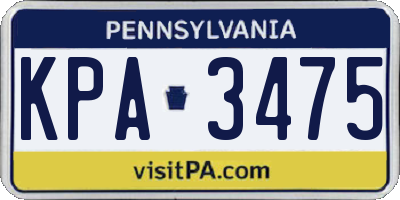 PA license plate KPA3475
