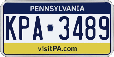 PA license plate KPA3489