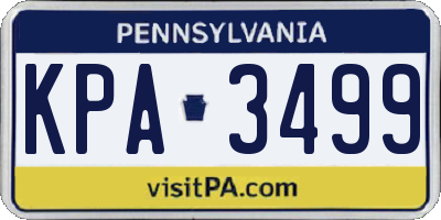 PA license plate KPA3499