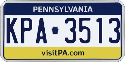 PA license plate KPA3513