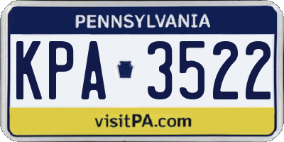 PA license plate KPA3522