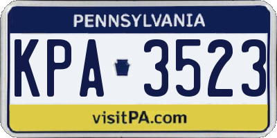 PA license plate KPA3523