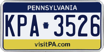 PA license plate KPA3526