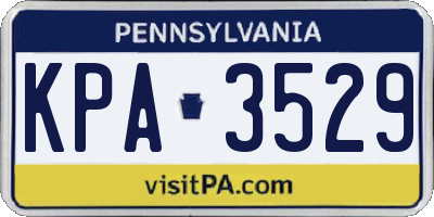 PA license plate KPA3529