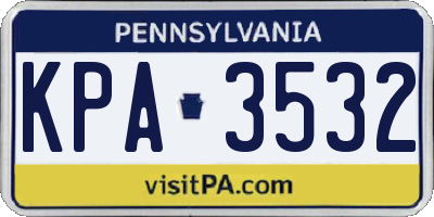 PA license plate KPA3532