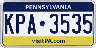 PA license plate KPA3535