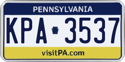 PA license plate KPA3537