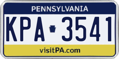 PA license plate KPA3541