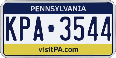 PA license plate KPA3544