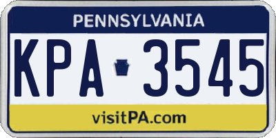 PA license plate KPA3545